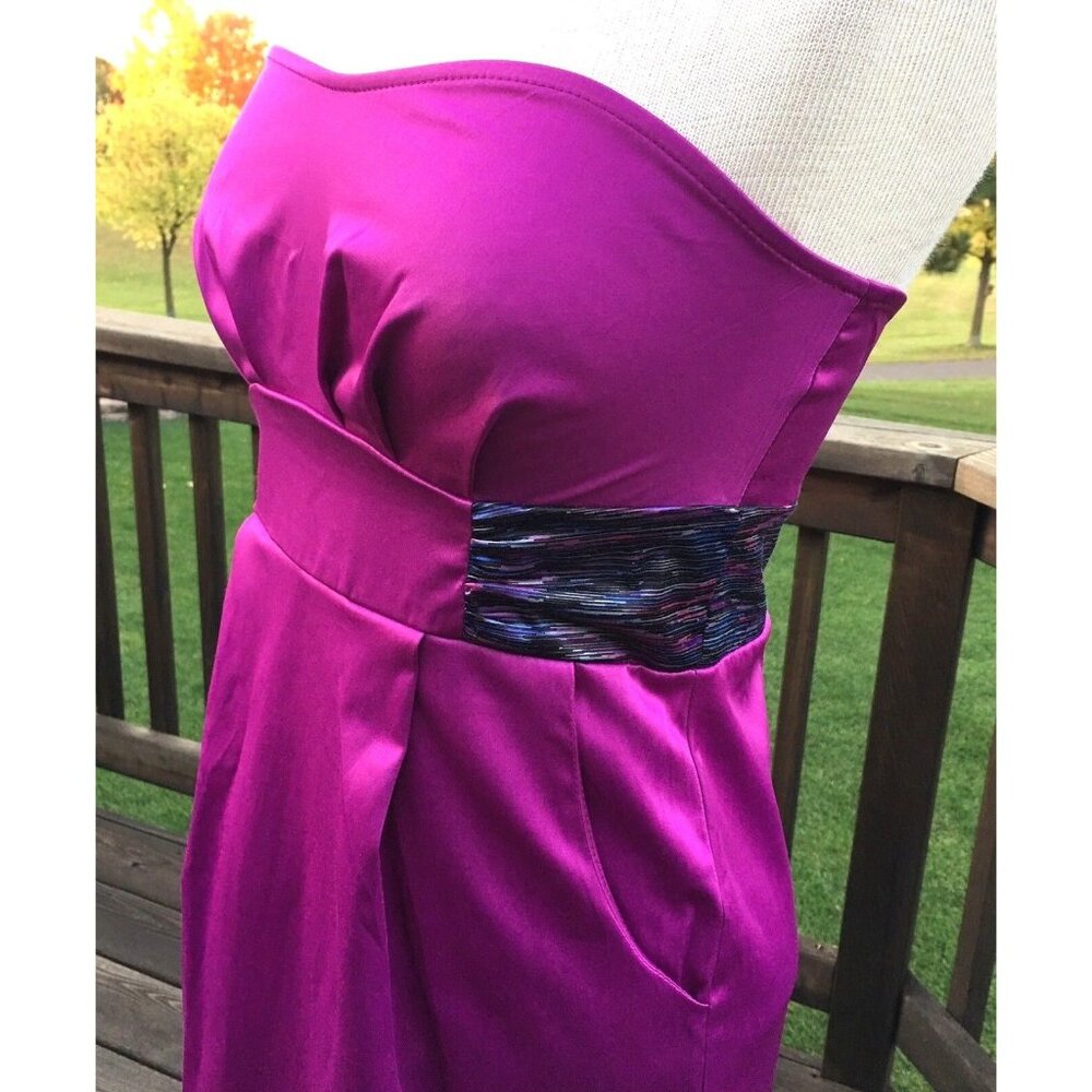 Akira Chicago Strapless Mini Dress Size M Fuchsia Purple Prom Sexy Club Stretchy - Picture 7 of 11